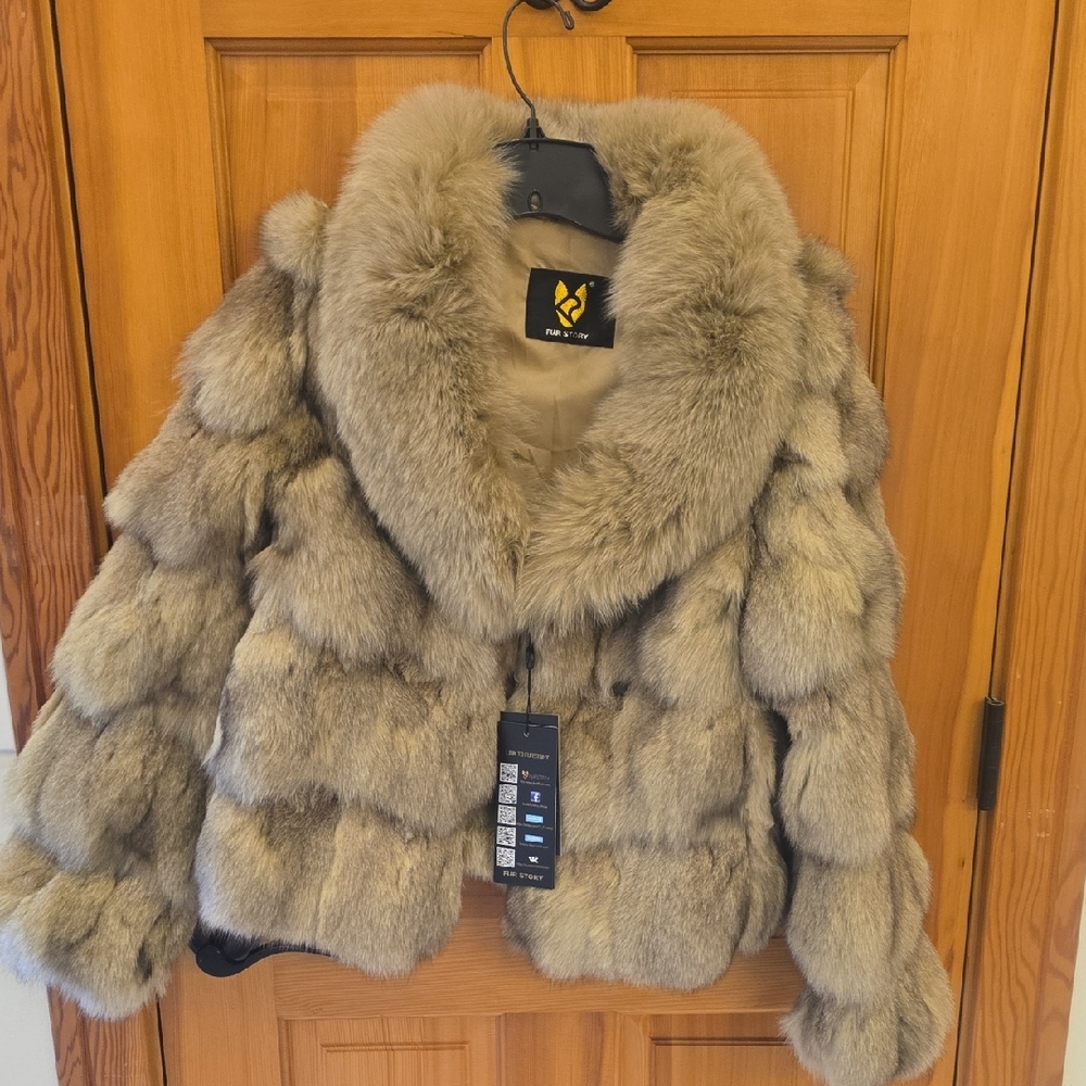 Elegant Rabit Fur Teddy Jacket in Tan